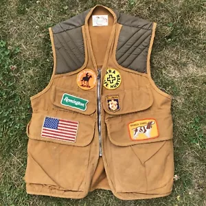 1970'S VINTAGE JC PENNEY FOREMOST CANVAS HUNTING VEST WITH 6 PATCHES REMINGTON + - Picture 1 of 9