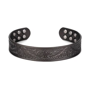Mens Pure Copper 99.9% Bracelet Bangle 18 Powerful Magnets Grey UK EXCLUSIVE - Picture 1 of 3