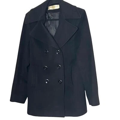 Abrigo Fleurette Lana Cachemir Doble Pecho Guisante Negro Talla 14 Foto 1 de 4