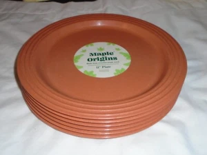 Set of 6 Maple Origins Recycled Maple Wood 11" Plates Pumpkin Orange - NEW - Picture 1 of 3