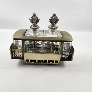 Vintage San Francisco Trolley Liquor Decanter Bar With 2 Shot Glasses Music Box - Picture 1 of 6