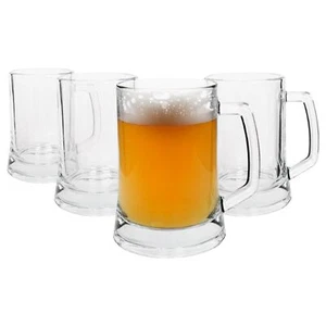 4x 500ml Glass Beer Mugs Glass Bar Pub Party Pint Tankard Stein Glasses Gift Set - Picture 1 of 7