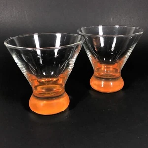 Gafas de cóctel transparentes y naranja neón vintage - vajilla de bar sin tallos genial - Imagen 1 de 5