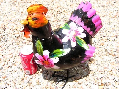 Metal Art Bird Hand painted and Distressed Junk Iron Chicken, Rooster - Image 1 of 4
