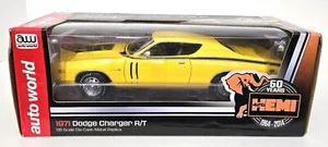 Auto World 1:18 1971 Dodge Charger R/T Yellow Die-Cast Metal Replica NEW SEALED - Picture 1 of 8