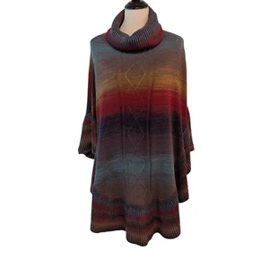 Northstyle Womens Size OS Neutral Ombre Cowl Neck Knit Cozy Poncho Sweater Top - Picture 1 of 7