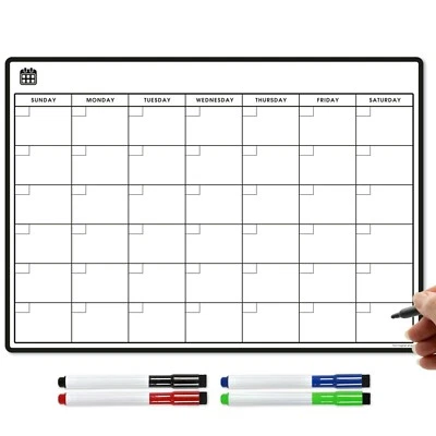 Magnetic Calendar + Dry Wipe Pens, Fridge Calendar or Monthly Planner Whiteboard - Image 1 of 4