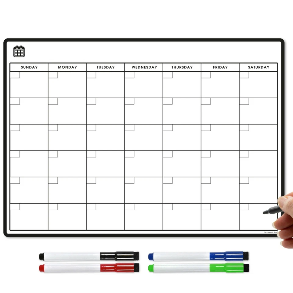 Magnetic Calendar + Dry Wipe Pens, Fridge Calendar or Monthly Planner Whiteboard - Image 1 of 4