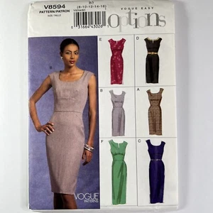 Vogue 8594 Empire Kleid Bund Taschen Gerade Damen Neu Ungeschnitten Muster - Bild 1 von 14