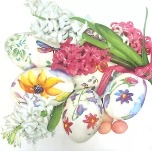 DOS servilletas de papel decoupage individuales para almuerzo huevos de Pascua primavera flor floral - Imagen 1 de 5