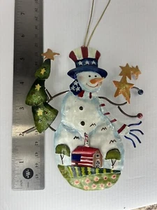 Muñeco de Nieve Artesanal I ❤️ AMERICA Colgante Adorno Placa Coleccionable Navidad - Imagen 1 de 3