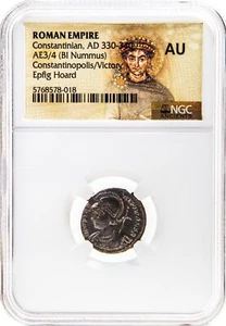 EPFIG HOARD NGC AU Roman AE3/4 Constantine the Great CONSTANTINOPOLIS / VICTORY - Picture 1 of 4