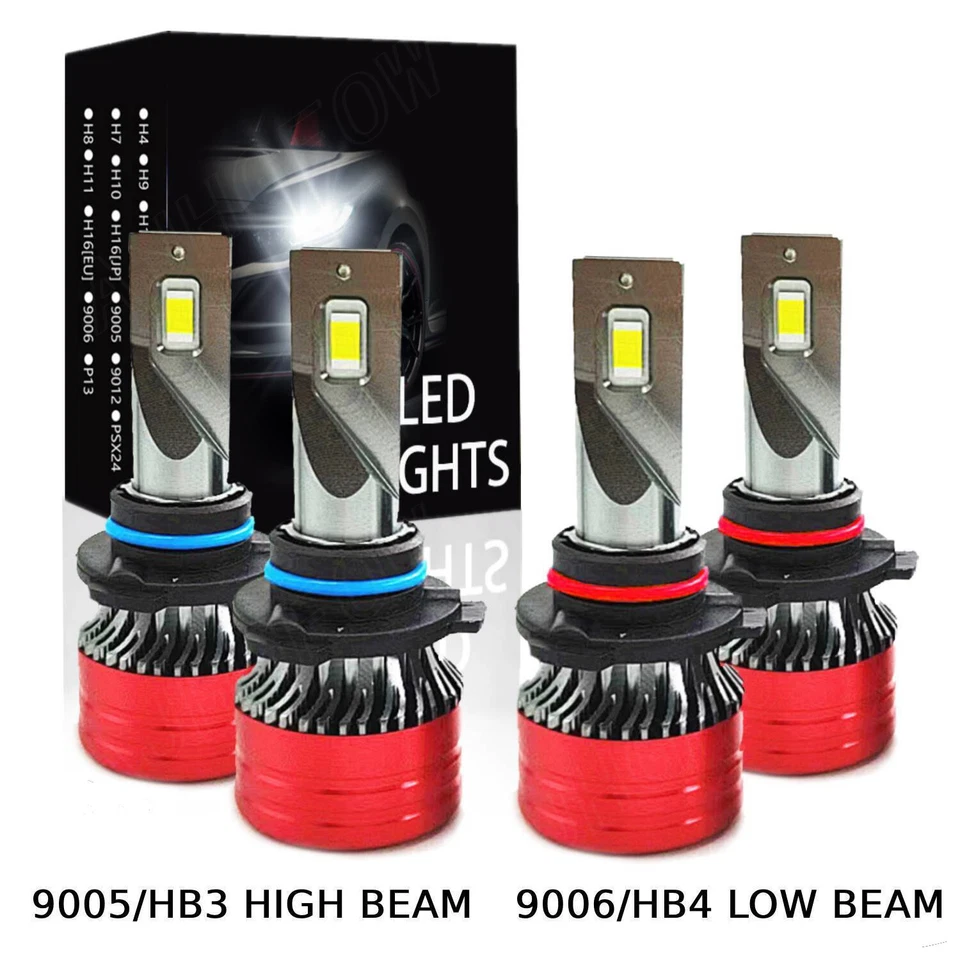 For Dodge Intrepid 2001-2004 LED Headlight Bulbs High Low Beam 9005 9006 Combo - Image 1 of 4