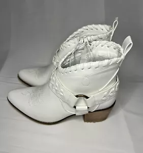 White Bootie Shoes Country / Cowgirl Style Size 8.5 New With Tags -Concert Boots - Picture 1 of 4