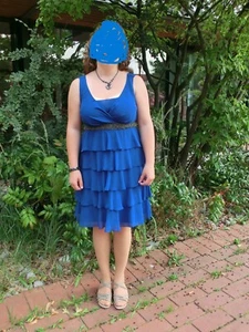 Abendkleid Abi Ball Party Cocktail Gr 42 blau knielang - Bild 1 von 3