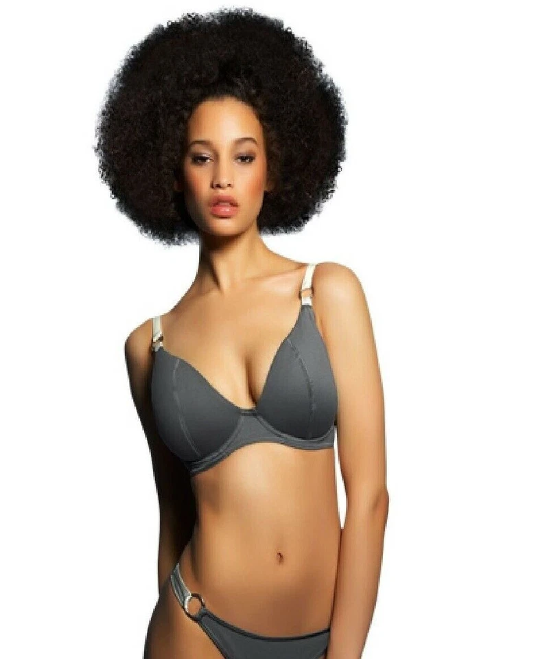 -50%-OFF!! 38DD FREYA NEPTUNE SWEETHEART BIKINI BRA+ONLY-MOONSTONE-SILVER-GREY - Image 1 of 1
