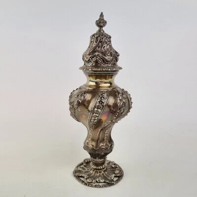 Antique Solid Silver Sugar Caster By George Fox London 1897 245g 19cm High - Image 1 of 4