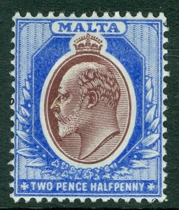 SG 53 Malta 21/2d weinrot & blau fein montiert postfrisch KAT 35£ - Bild 1 von 1