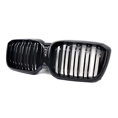 Dual Line Gloss Black Front Grille With Hole For 22-24 BMW X3 X4 G01 G02 SUV LCI - Image 1 of 4