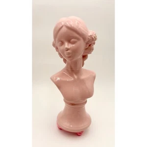 Elegant Woman Bust Sculpture Pink Ceramic 12" Statue Decor NWT - Picture 1 of 9