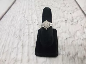 Ring WG Damen Gr. 8 3,0 DWT 10k Weißgold, Diamant Cluster ~TOP~ - Bild 1 von 7