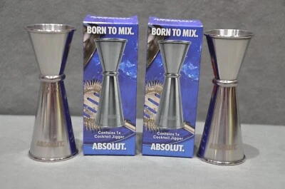 2x Absolut Vodka 25ml & 50ml Spirit Measure Double Jigger Brand New In Gift Box - Image 1 of 4
