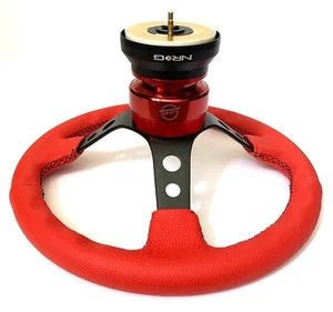 NRG SHORT HUB QUICK RELEASE STEERING WHEEL RBR FOR INFINITI G20 - Picture 1 of 6