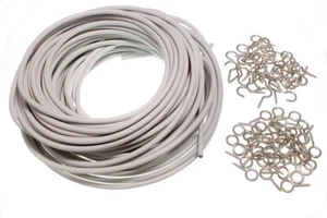 Filo per tende lunghezza 19 metri con 19 ganci a vite e 19 occhielli | Onestopdiy - Foto 1 di 1