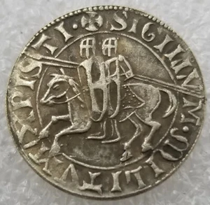 Münze Thaler Denar Mittelalter Templer Orden Ritter Kreuzritter Freimaurer  - Bild 1 von 3