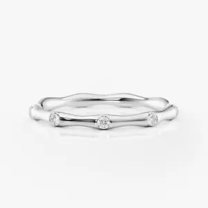 Alianza de boda de diamantes creada en laboratorio certificada 0,15 quilates corte redondo platino sólido 950 - Imagen 1 de 12