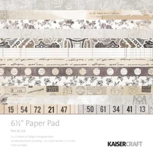 Pen & Ink Collection 6.5 inch Paper Pad Scrapbooking Kit Kaisercraft PP1041 New - Picture 1 of 1