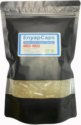 EnyapCaps Extra Large Size 000 x 500 Clear Hard Empty Gelatin Capsules Gelatine - Image 1 of 4