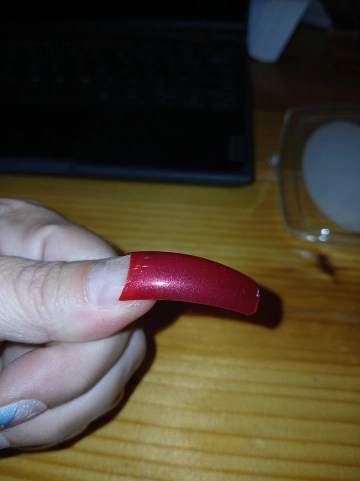 Remnant ~95 FAKE PLASTIC SQUARE FRENCH NAIL TIPS ART DEEP MAGENTA PINK SHIMMER - Image 1 of 4