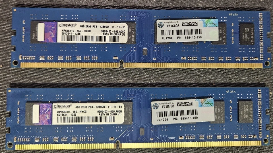 KINGSTON 8GB 2X 4GB PC3-12800U DESKTOP DDR3 1600 MHZ DIMM 240-PIN MEMORY RAM - Image 1 of 1
