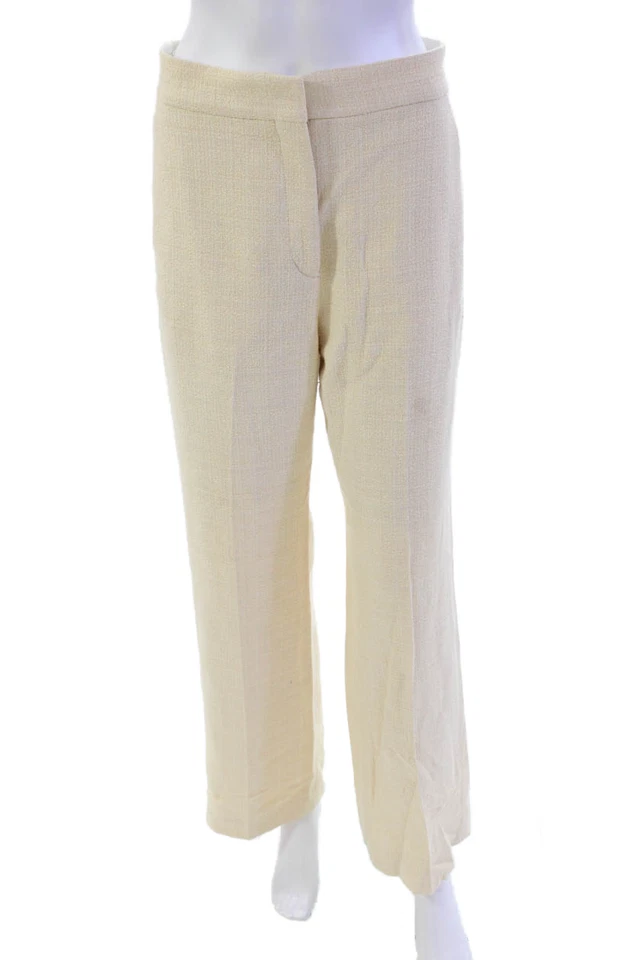 Pantalones Sandro Mujer Cremallera Mosca Tiro Alto Plisado Tejido Beige Talla FR 38 Foto 1 de 4