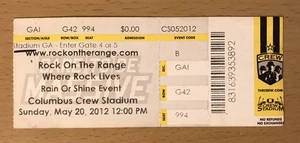 2012 ROCK ON THE RANGE COLUMBUS 5/20 CONCERT TICKET STUB MEGADETH ANTHRAX DOWN - Picture 1 of 4