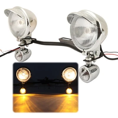 Motrocycle Passing Fog Light Bar Turn Signal For Harley Softail Fatboy FLSTF - Image 1 of 4