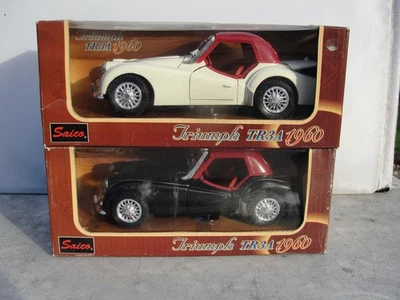 1960'S SAICO DIECAST TRIUMPH TR3A CARS X 2   1:24  SCALE NEW OLD STOCK BOXED - Image 1 of 4