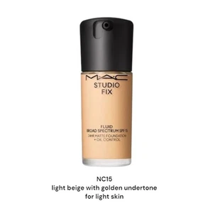 MAC Studio Fix Fluid SPF15 24HRMatte Foundation Oil Control NC15 BrandNew, Boxed - Picture 1 of 5