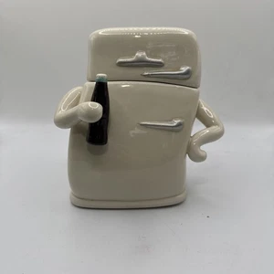 Whimsical Anthropomorphic Fridge canister jar white ceramic - Picture 1 of 17