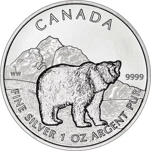1 Oz 9999 Silver 2011 Canada Grizzly Bear Canadian Wildlife Coin in Capsule - Bild 1 von 2