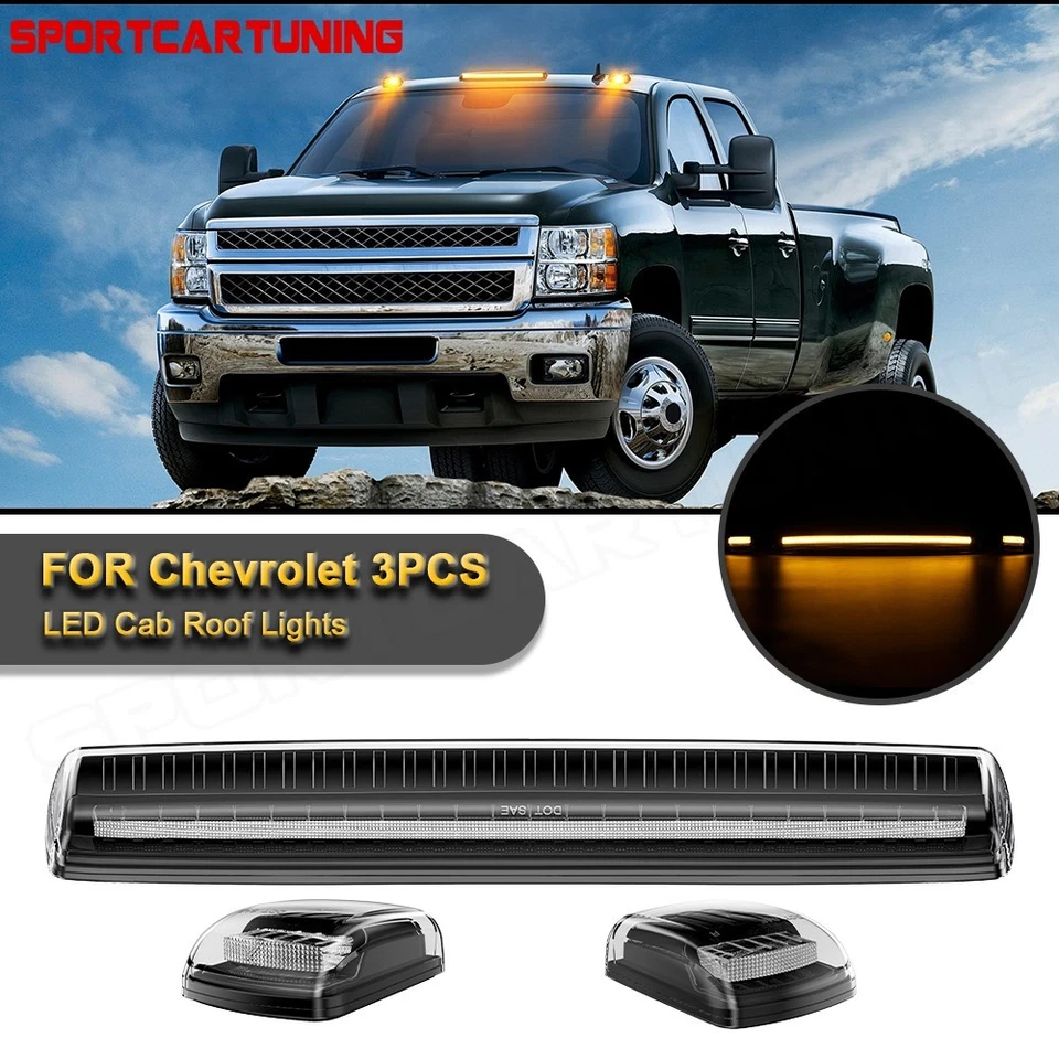 Светодиодные габаритные огни для крыши с желтой кабиной для Chevy Silverado GMC 2500HD 3500HD 2015-2019 годов выпуска - Изображение 1 из 4