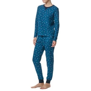Tommy Hilfiger Women's 2-Pc. Floral Indigo PJs Printed Thermal Pajama Set Size S - Picture 1 of 12