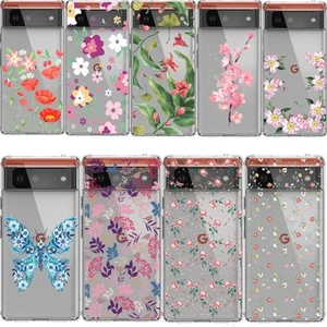 Thin Clear Back Cover Case For Google Pixel 6 7 8 9 Pro XL 8A 7A 6A Flora Case - Picture 1 of 15