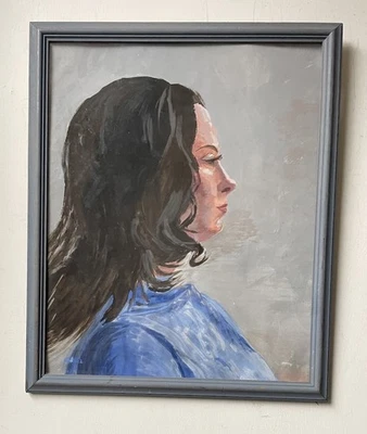 Original Modernist Abstract Style Figurative Portrait Oil On Board Painting - Image 1 of 4