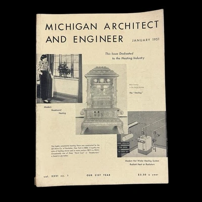 Michigan Architect & Engineer Magazine January 1951 Heating Industry Sill Stove - Image 1 of 4