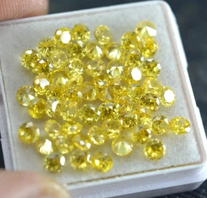 Lote de 30 piedras preciosas sueltas certificadas corte redondo zafiro amarillo natural de 4 mm - Imagen 1 de 6