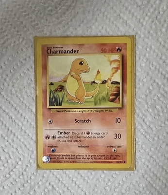 Charmander Base Set (Shadowless) 46/102 Common Creased Vintage Pokemon Card - Image 1 of 2