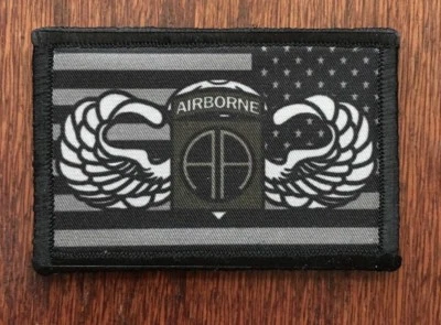 Jump Wings 82nd Airborne USA FLAG Morale Patch Tactical Military Hook Badge  - Image 1 of 4