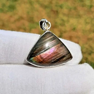 Joyería colgante de plata de ley 925 con piedras preciosas de labradorita 1 1/4" - Imagen 1 de 5
